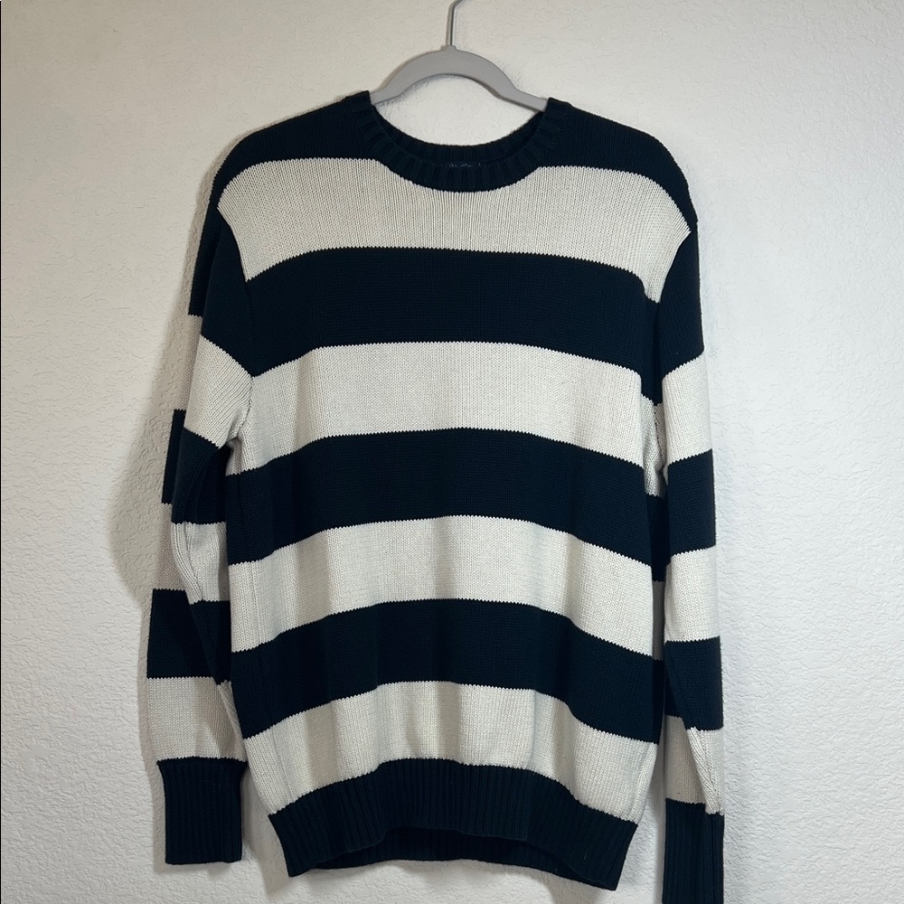J Galt by Brandy Melville Unisex Striped Knit Sweater in Blue/Cream OneSize